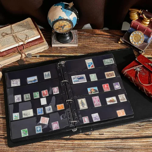 Miniatura 8 de 40 hojas de 80 páginas para sellos de coleccionista, páginas de álbum de coleccionista, 9 agujeros, sellos estándar, fundas para coleccionar