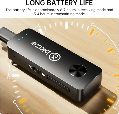 Miniatura 5 de Transmisor y receptor Bluetooth 5.3, adaptador de audio Plug and Play de 0.138 in, adaptador inalámbrico auxiliar para automóvil y auriculares