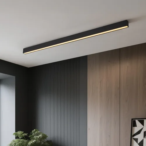 Miniatura 10 de Lámpara LED de techo negra, moderna y simple, instalación de superficie de techo de tira larga, adecuada para sala de estar, dormitorio, pasillo