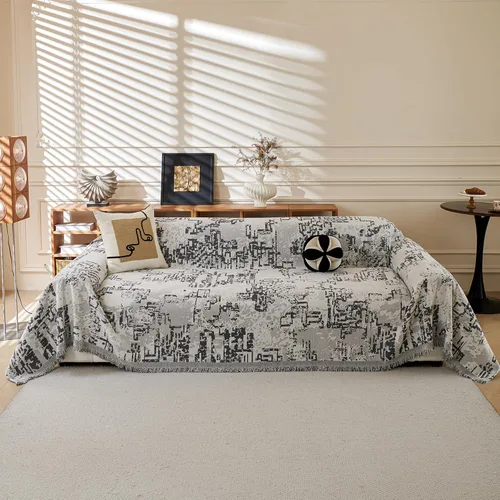 Miniatura 22 de MYSKY HOME - Funda de sofá bohemia supersuave para sofá de 2 a 3 plazas, funda de sofá de jacquard negro, para sofá biplaza y futón, funda para sofá