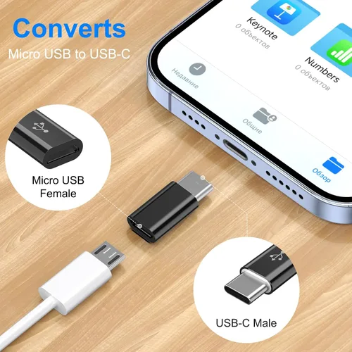 Miniatura 4 de Paquete de 4 adaptadores micro USB a USB C, adaptador Micro-USB hembra a USB-C macho OTG compatible con iPhone 15 16 17, Samsung Galaxy S10 S9 S8