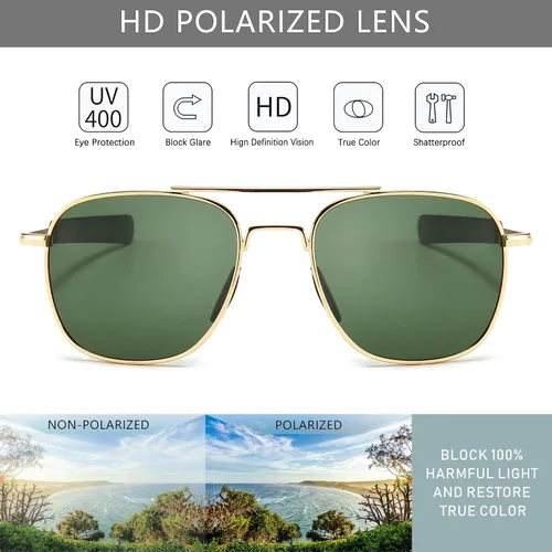 Miniatura 3 de SUNGAIT Gafas de sol polarizadas estilo militar Pilot Aviator para hombre con patillas de bayoneta