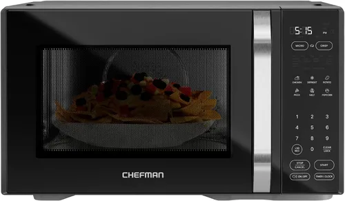 Miniatura 20 de Horno de microondas de mostrador Chefman 0.9 pies cúbicos. Microondas digital de acero inoxidable de 900 vatios con 6 ajustes preestablecidos, modo