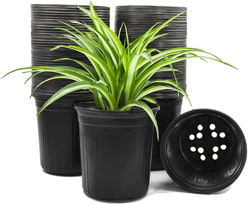 Miniatura 7 de HECTOLIFE - Paquete de 100 macetas de plástico flexibles de 1 galón para vivero de flores, macetas de jardín con agujeros de drenaje