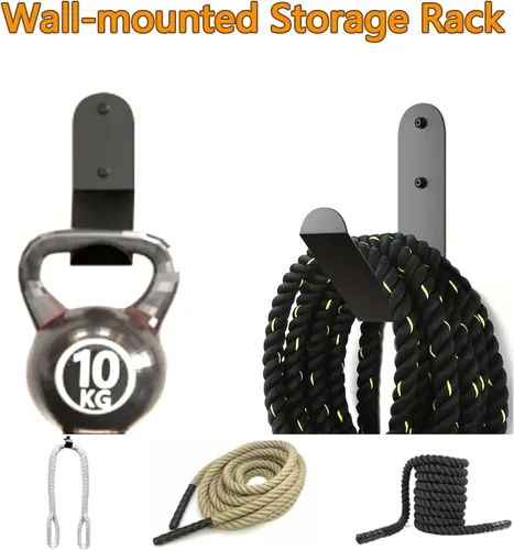 Miniatura 2 de Yuleimy Gancho de almacenamiento de cuerda de batalla, soporte de pared resistente para cuerdas de entrenamiento, soporte de acero grande