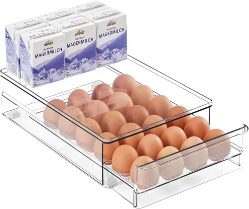 Miniatura 7 de vacane Soporte para huevos de 24 capacidades para refrigerador, cajón de huevos para refrigerador, contenedor de almacenamiento de huevos extraíble