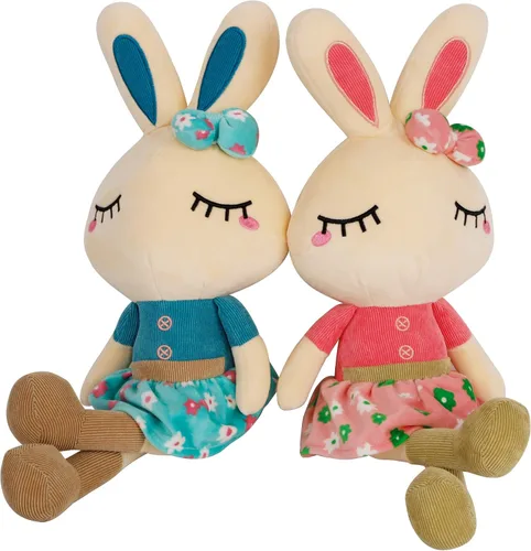 Juego de 2 peluches de conejo de Pascua para niños, 18.3 pulgadas, juguetes de conejo grande, bonitos regalos de cumpleaños para niños y niñas, rosa