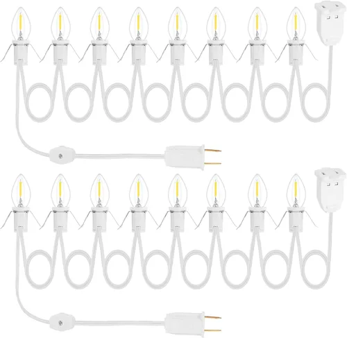 Miniatura 15 de Paquete de 1 cable de accesorio con 4 bombillas LED y toma de corriente de luz de pueblo de Navidad, cable de luz de molde de soplado de 8.9 pies