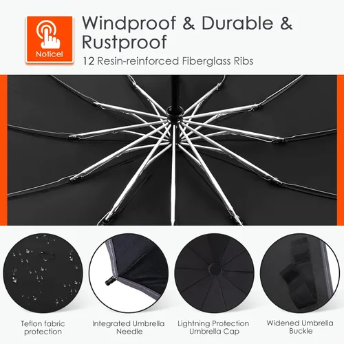 Miniatura 5 de Bodyguard Inverted Umbrella, Large Windproof Umbrellas for Rain & Sun, Compact Umbrella Reverse Umbrella with Reflective Stripe, Teflon Umbrella for