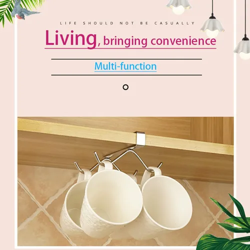 Miniatura 3 de 2 ganchos de cocina de acero inoxidable 304, ganchos debajo del estante para tazas, organizador de tazas para gabinete, adecuado