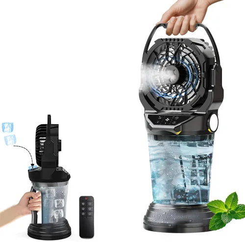 Ventilador de nebulización portátil 2026 con batería recargable de 30000 mAh, ventilador oscilante automático de 120°, ventilador de pulverización