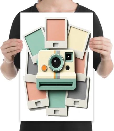 Miniatura 2 de Póster de cámara instantánea retro de 13 x 19 pulgadas, impresión artística brillante sin ácidos, fotografía de papel pastel, arte de pared