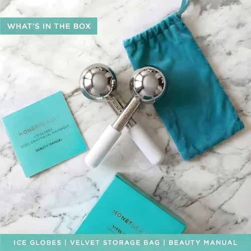 Miniatura 7 de MonétBeauty Globos de Hielo de Acero Inoxidable para Tratamientos Faciales (Plateado), Globos Criogénicos Duraderos que Reducen Instantáneamente