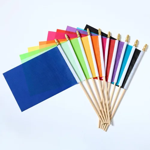 ZXvZYT Paquete de 50 banderas pequeñas de color liso, blanco, rojo, amarillo, verde, naranja, azul, negro, morado, rosa, azul claro, suministros de