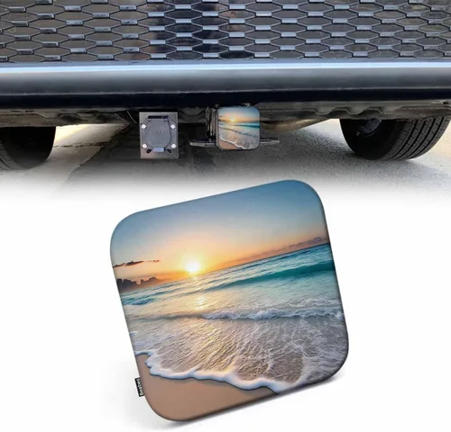 Cubiertas de enganche Beabes Ocean Sunrise para camiones, con diseño de playa tropical y olas del mar, 5.1 cm, tapón para tubo de receptor de