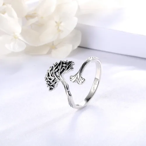 Miniatura 4 de zaxsj TreeofLifeRingsforWomen925SterlingSilverRetroCelticKnotIrishTreeofLifePendantNecklaceRingJewelryGiftsforWomen