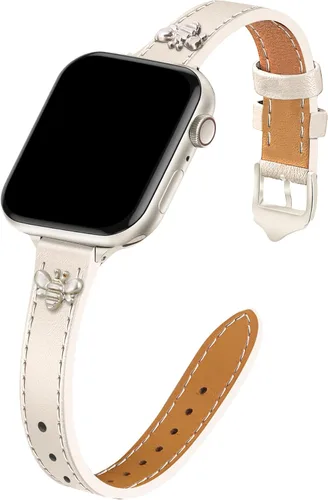 Miniatura 30 de JR.DM Correas de cuero delgadas compatibles con Apple Watch Band 1.496 in 1.575 in 1.614 in 1.654 in 1.732 in 1.772 in 1.811 in 1.929 in, correa