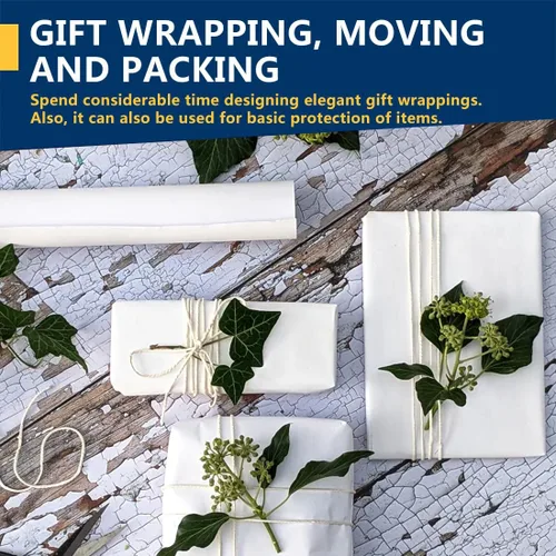 Miniatura 4 de Rollo de papel kraft blanco PerkHomy 17.5" x 960" (80 pies) para envoltura de regalos, ramo de flores, arte, pintura, manualidades, escritura