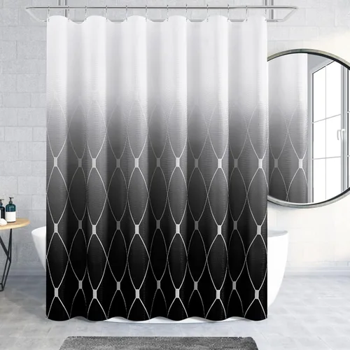 Miniatura 11 de Cortina de ducha para compartimento pequeño negra para hombres, 36 pulgadas de ancho, juego de cortinas de baño gris, cortinas geométricas estrechas