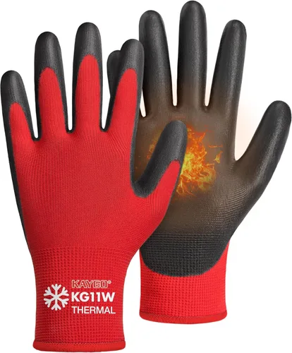 Miniatura 11 de KAYGO KG11PB - Guantes de seguridad con revestimiento delgado de poliuretano, tejido sin costuras, agarre suave en palma y dedos, para trabajo Verde