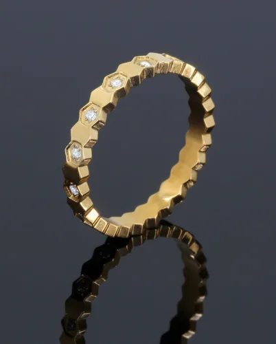 Miniatura 5 de Blue Luna Anillo apilable de circonita cúbica chapada en oro de 18 quilates para mujer