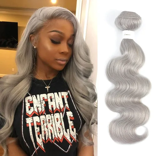 Miniatura 8 de Paquetes de Cabello Humano Ondulado Gris (10 pulgadas?1PC) 9A Paquetes de Tejido de Cabello Humano Brasileño Remy 100% Extensiones de Trama