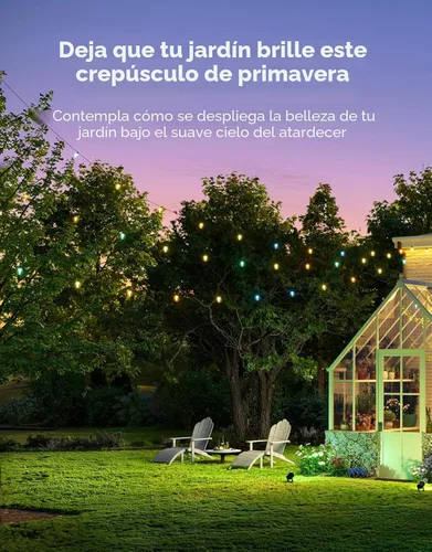 Miniatura 3 de Govee Guirnalda de luces transparentes para exteriores, 96 pies, RGBWIC regulables, luces de patio y patio trasero con 30 bombillas LED, 111 modos