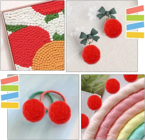 Miniatura 4 de MORFEN 150 piezas de pompones, pompones rojos de 1 pulgada para manualidades, pompones esponjosos y bolas de pompón pequeñas para proyectos