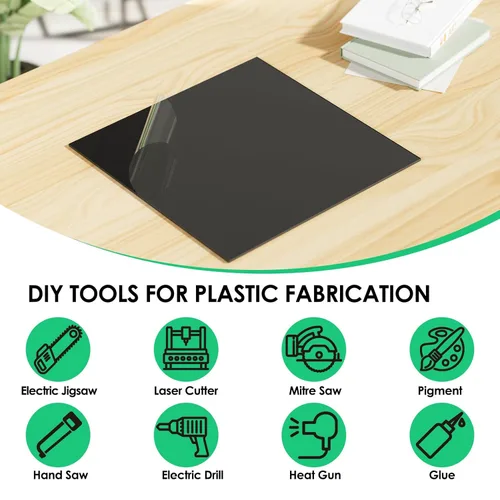 Miniatura 8 de Hoja de plástico ABS de 1/8 de pulgada de grosor - 12" x 12", tablero termoplástico rígido negro, superficie dual (texturizada y lisa) para señales