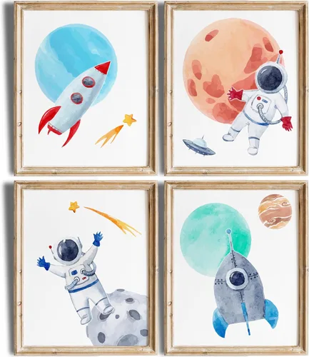Miniatura 12 de Impresiones artísticas de aviones de guardería (juego de 4) – sin marco – 8 x 10 segundos Arte de pared encantador y caprichoso para guarderías