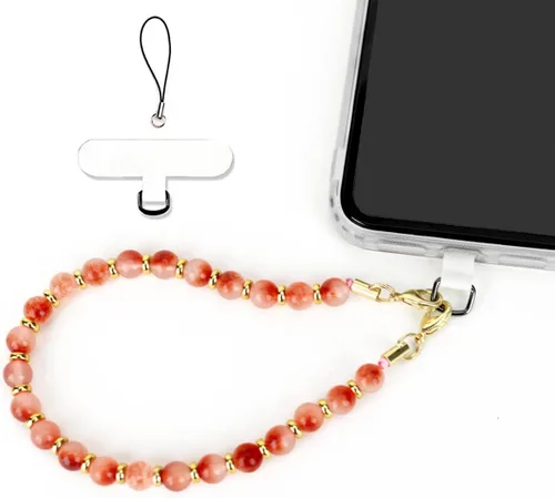 Miniatura 10 de VICHUNHO Correa de muñeca con cuentas de mármol para teléfono, cordón para celular con pestaña de sujeción, pulsera de muñeca manos libres Negro