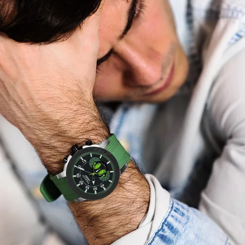 Miniatura 3 de MULCO Relojes para hombre - Creek, caja de acero inoxidable con correa de silicona para la muñeca, movimiento multifuncional de cuarzo, pantalla