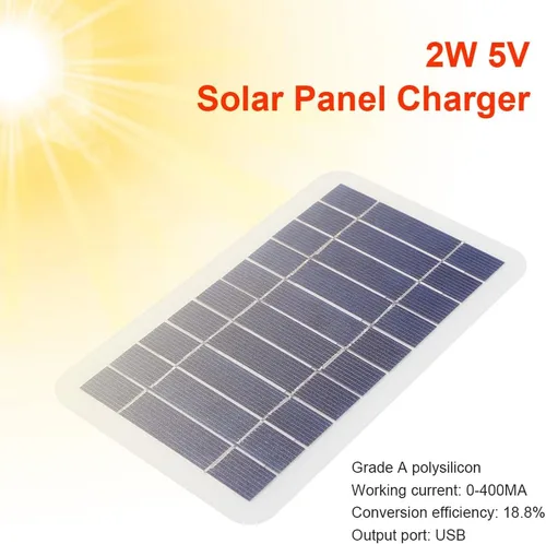 Miniatura 5 de Panel solar de 5 V 400 mA de 2 W de salida USB portátil para exteriores Panel de carga solar para mini ventiladores, autos de juguete, drones