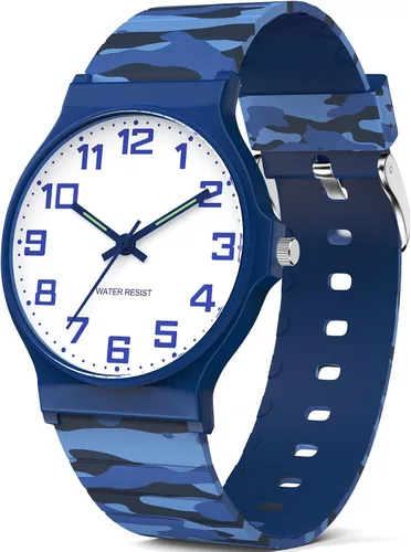 Miniatura 11 de Reloj analógico para niños y niñas, resistente al agua hasta 30M, reloj deportivo para niños, fácil de leer, con esfera fina, correa suave