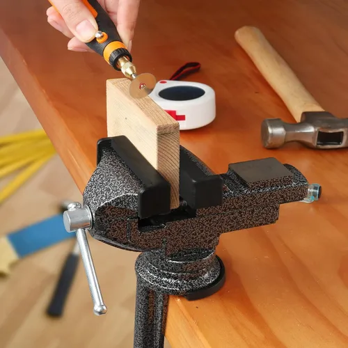 Miniatura 6 de GOXAWEE Tornillo de banco universal, abrazadera de mesa de 3.15 pulgadas, base giratoria de 360°, tornillo de banco pequeño para el hogar