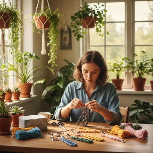 Miniatura 2 de suo long Kits de macramé para adultos principiantes para hacer 8 llaveros de macramé con hilo de 0.118 pulgadas premedido, llavero de metal, libro