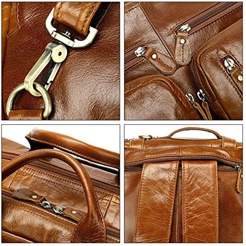 Miniatura 3 de BITWIT Shoulder Bags, Men's Leather Bags, Men's briefcases, Leather Laptop Bags, Office Bags, Men's Multifunctional Leather Luggage Bags, Men