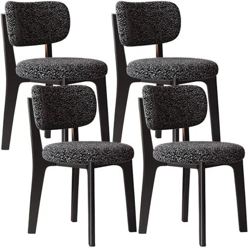 Miniatura 57 de YVYKFZD Solid Wood Dining Chairs, Fabric Dining Room Chair Set of 2/4/6, Upholstered Kitchen Chairs with Curved Backrest, Armless Living Room Chair