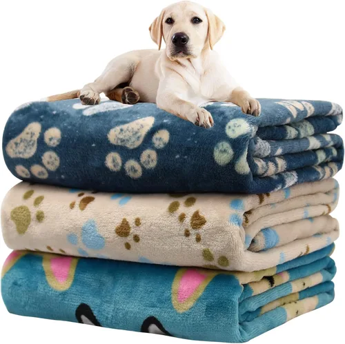 Miniatura 39 de Rezutan 1 paquete de 3 mantas para perros grandes, 41x31 pulgadas para mantas suaves y mullidas para mascotas y gatos de tamaño mediano, reversibles