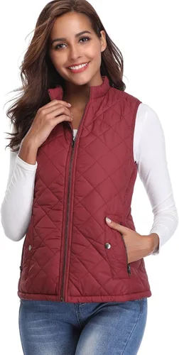 Miniatura 7 de Fuinloth - Chaleco acolchado para mujer, diseño de cuello alto, ligero, con cierre