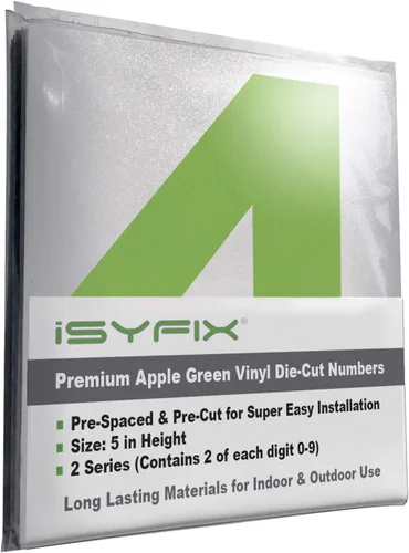 Miniatura 119 de iSYFIX Calcomanías de Números de Vinilo Verde Manzana – 1.5 Pulgadas Autoadhesivas (2 Juegos) – Calcomanía Premium Troquelada y Pre-espaciada