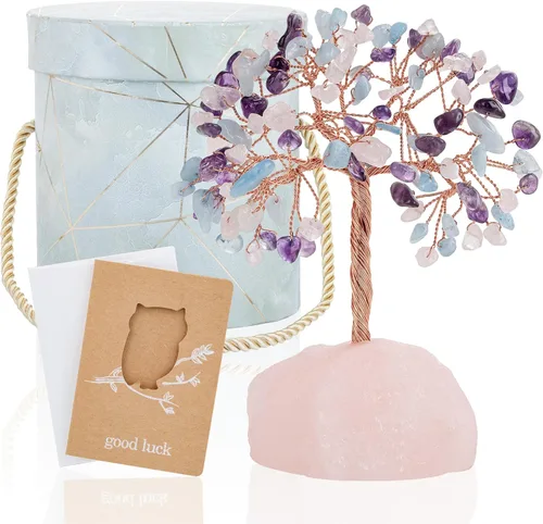 Miniatura 10 de ZenBless Árbol de la Vida de Piedras de Cristales Curativos de 7 Chakras, Árbol de Dinero Feng Shui, Pequeño Bonsái Falso Zen Espiritual