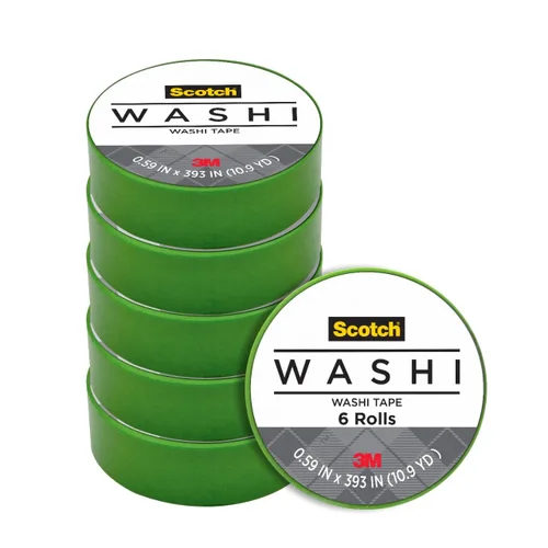 Scotch Expressions Washi Tape - Cinta adhesiva para artes y manualidades, 0.59 x 393 pulgadas, verde, 6 rollos Fun Dots
