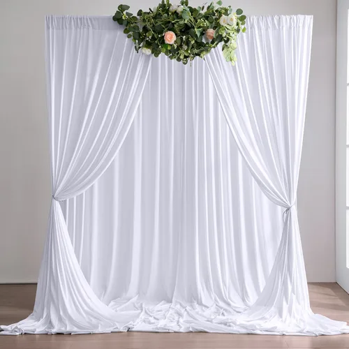 Miniatura 21 de Cortinas tipo telón de 10 x 10 pies sin arrugas de color azul bebé para fiestas, cortinas tipo telón de tela gruesa para foto de boda, cumpleaños