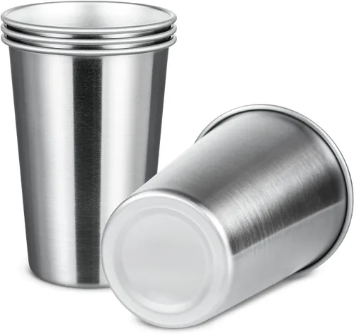Miniatura 12 de MEWAY Vasos de acero inoxidable de alta calidad de 16 onzas (paquete de 12) – Vasos de metal de alta calidad – Vaso apilable duradero, vasos