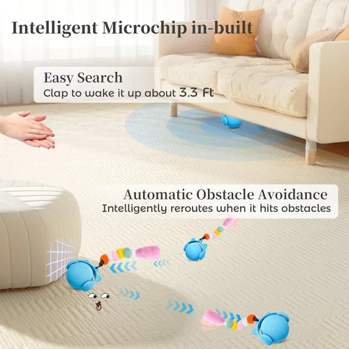 Miniatura 3 de Juguetes ORSDA para gatos de interior, nueva pelota de gato con control táctil y temporización de voz inteligente, juguete de ratón simulado