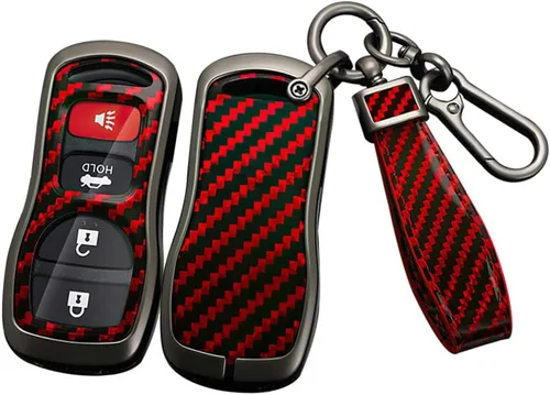 Miniatura 9 de ontto Funda para llave de automóvil Nissan 2002 en adelante, diseño de carbono, antiarañazos, para Infiniti FX35, FX45, QX4, color negro