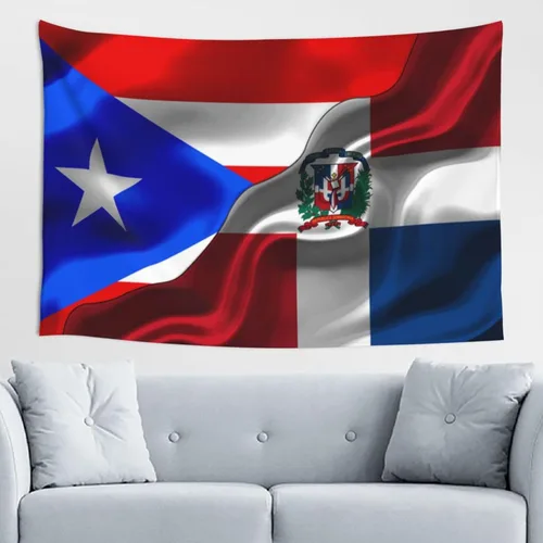 Miniatura 8 de Tapiz de bandera de Jamaica Puerto Rico y Jamaica, 60 x 40 pulgadas, divertido tapiz estético, arte de pared para dormitorio, sala de estar, colgar