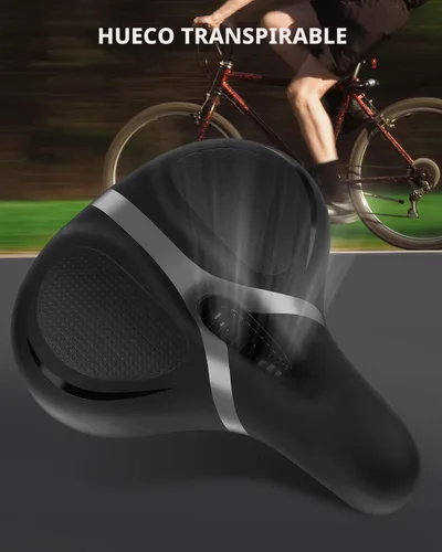 Miniatura 2 de Reemplazo de asiento de bicicleta, asiento de bicicleta para hombres y mujeres, cómodo sillín de bicicleta ancho con espuma viscoelástica acolchada