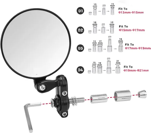 Miniatura 7 de Espejo de motocicleta compatible con MT07 MT09 R1 R3 compatible con Cafe Racer CB125R CBF125 Z900 Z750 Scooter Espejo de bicicleta